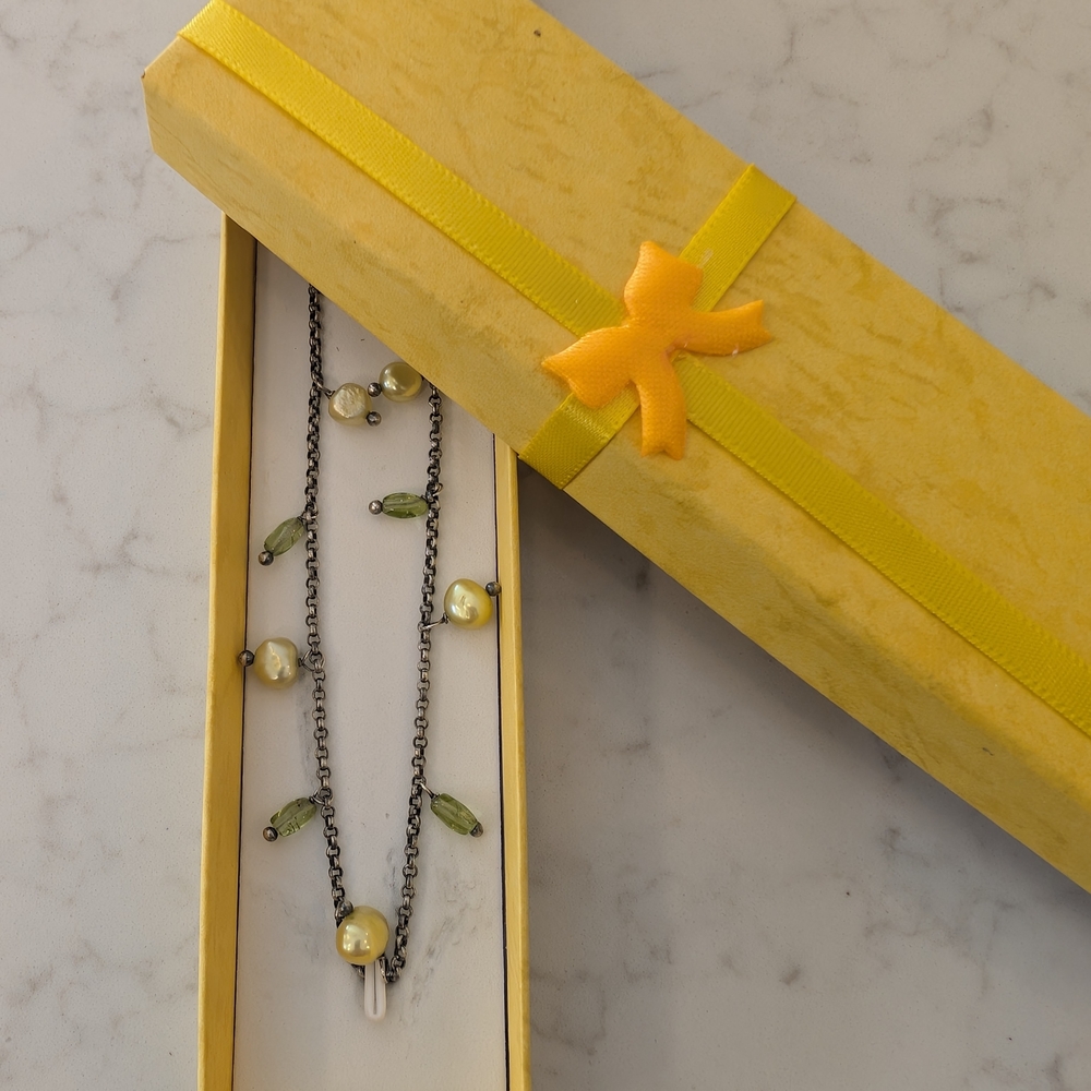 Silpada Sterling Silver Peridot & Freshwater Pearl Necklace - CB